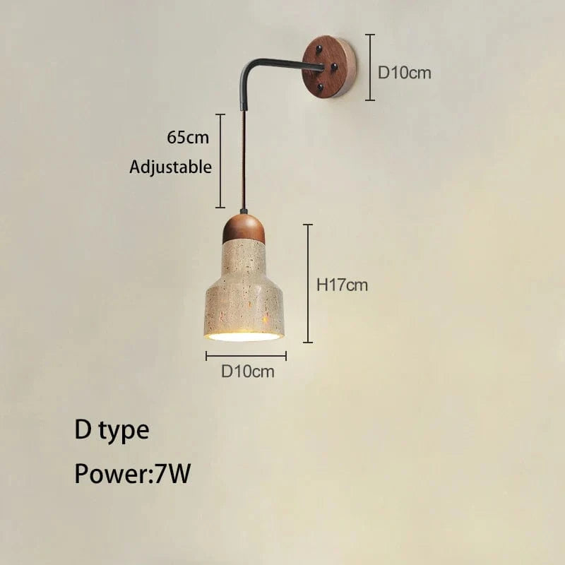 Applique murale rétro bois crème, interrupteur, grotte jaune. | Marco Lucetti Type D / 3000K