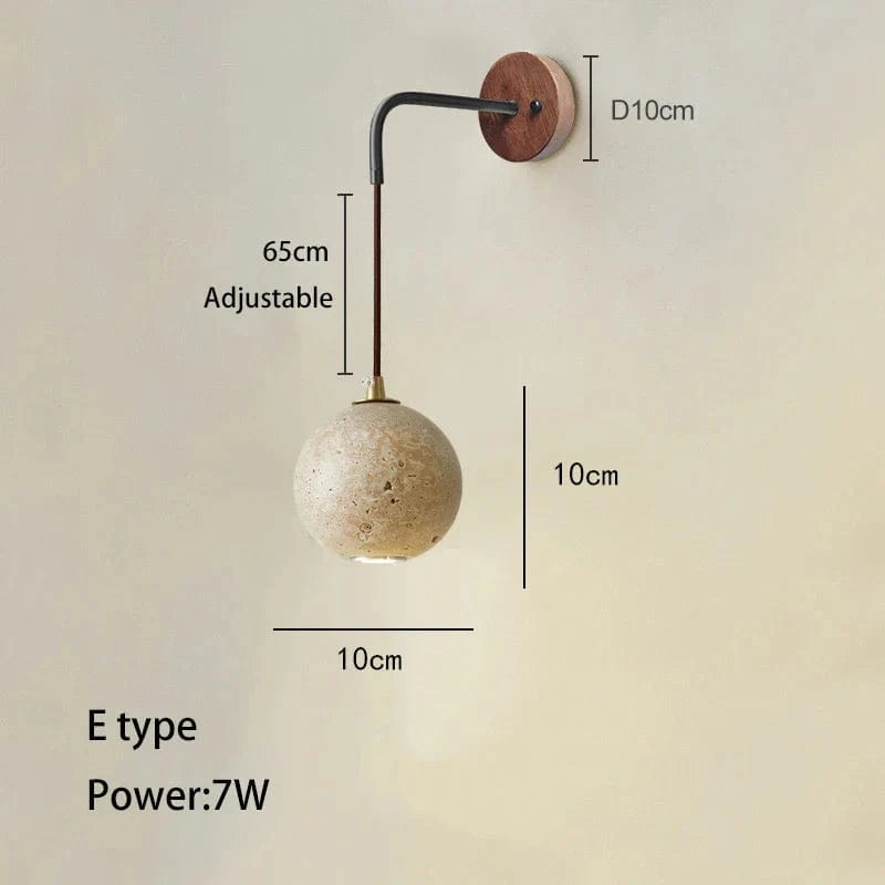 Applique murale rétro bois crème, interrupteur, grotte jaune. | Marco Lucetti Type E / 3000K