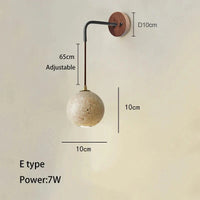 Applique murale rétro bois crème, interrupteur, grotte jaune. | Marco Lucetti Type E / 3000K