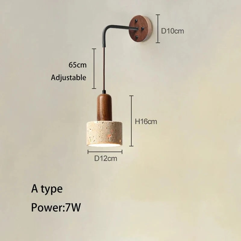 Applique murale rétro bois crème, interrupteur, grotte jaune. | Marco Lucetti Un type / 3000K