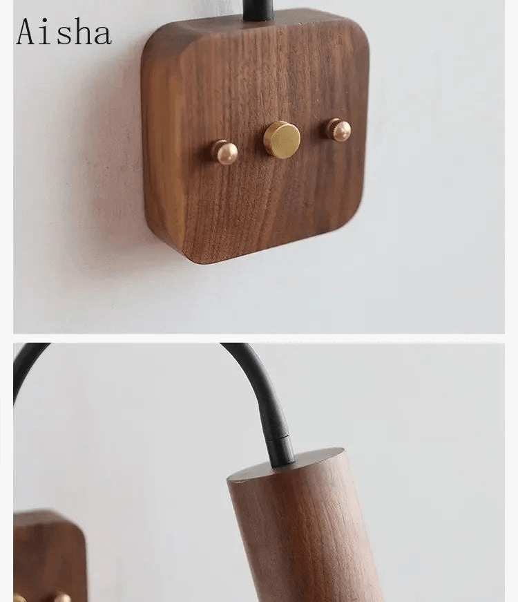 Applique murale rétro en bois de noyer - Design épuré | Marco Lucetti