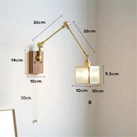 Applique murale rétro en cuivre avec bras oscillant et abat-jour ajustable. | Marco Lucetti B