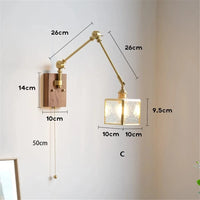 Applique murale rétro en cuivre avec bras oscillant et abat-jour ajustable. | Marco Lucetti C