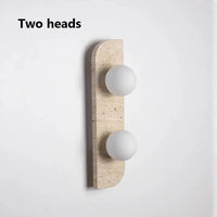 Applique murale rétro en pierre naturelle à trois têtes | Marco Lucetti Deux têtes / Blanc froid