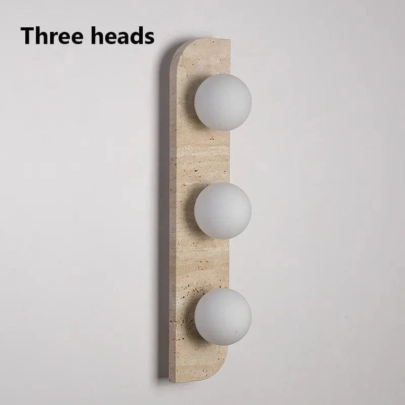 Applique murale rétro en pierre naturelle à trois têtes | Marco Lucetti Trois têtes / Blanc froid