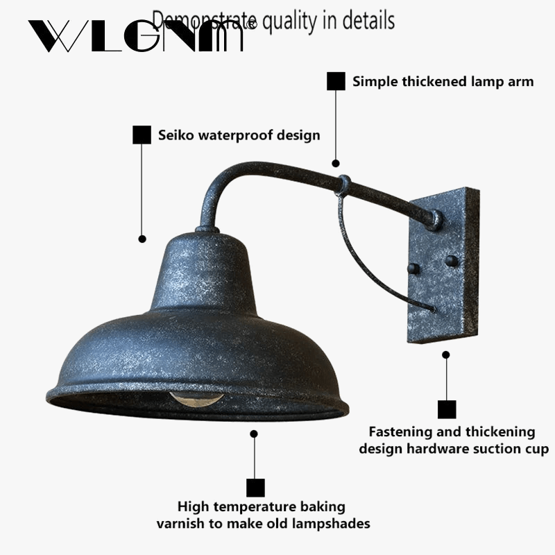 Applique murale rétro étanche en fer - Style Vintage | Marco Lucetti