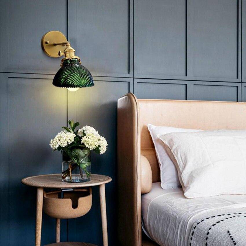 Applique murale rétro LED dorée verre émeraude | Marco Lucetti