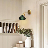 Applique murale rétro LED dorée verre émeraude | Marco Lucetti