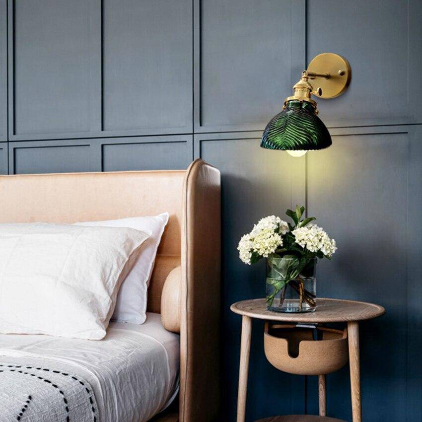 Applique murale rétro LED dorée verre émeraude | Marco Lucetti