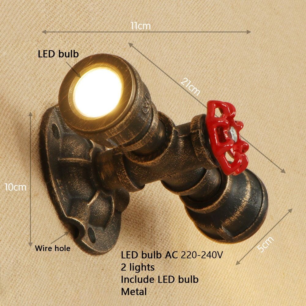 Applique murale rétro LED Tino Metal Pipe Style | Marco Lucetti D