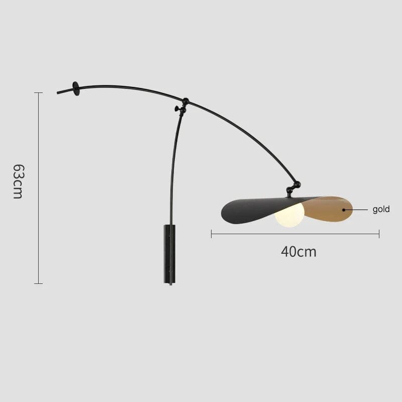 Applique murale rétro longue pour chambre à coucher | Marco Lucetti Abat-jour intérieur doré