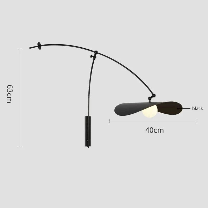 Applique murale rétro longue pour chambre à coucher | Marco Lucetti Abat-jour noir