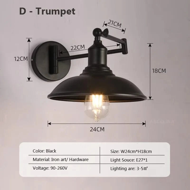 Applique murale rétro pliante télescopique en fer pour lecture | Marco Lucetti D / Lumière chaude