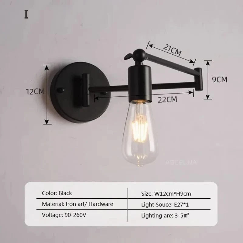 Applique murale rétro pliante télescopique en fer pour lecture | Marco Lucetti P. / Lumière chaude