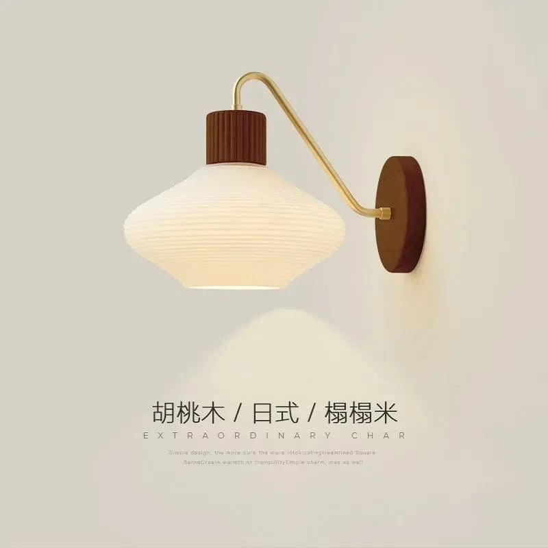 Applique murale rétro style japonais en rondins | Marco Lucetti Couleur du bois / Ampoule non incluse