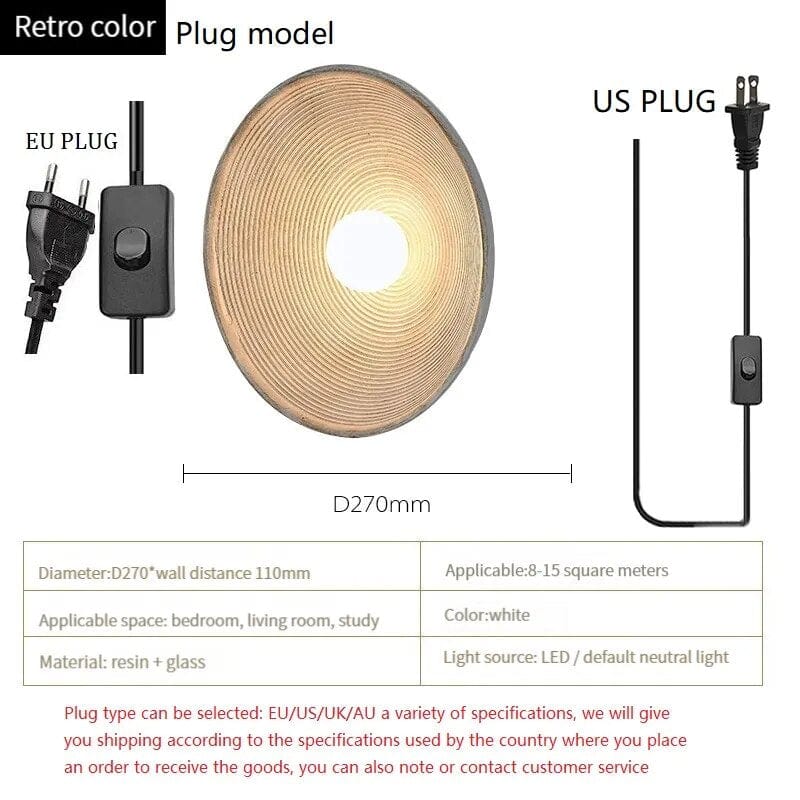 Applique murale rétro Verre/Résine Loft | Marco Lucetti Modèle vintage-Plug / Blanc chaud (2700-3500K)