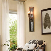 Applique murale rétro "Vintage Americana" en bois et vieux fer avec miroir | Marco Lucetti