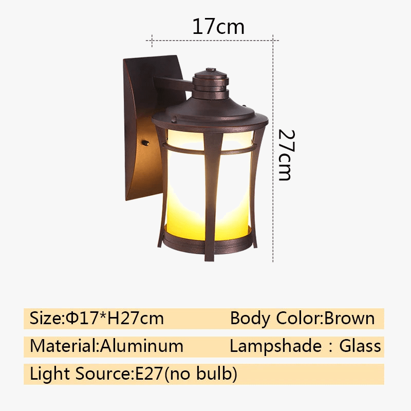 Applique murale rétro vintage imperméable pour intérieur et extérieur - Style Classique | Marco Lucetti Brun / CHINE / Pas d&#39;ampoule E27