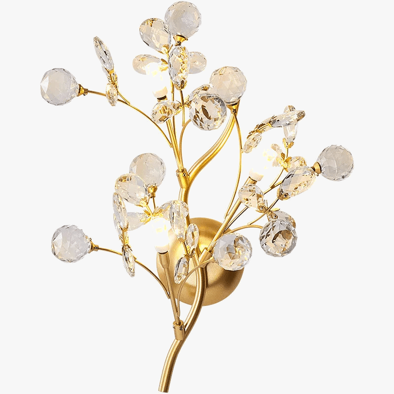 Applique murale romantique en cristal transparent et branches de fleurs | Marco Lucetti