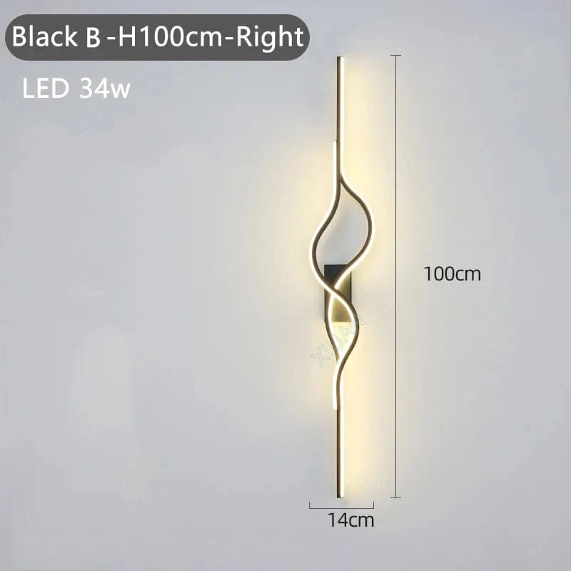 Applique murale ronde design. | Marco Lucetti Noir B 100cm Droite / Lumière chaude