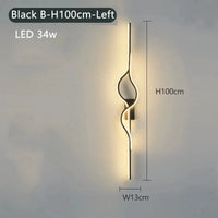 Applique murale ronde design. | Marco Lucetti Noir B 100cm Gauche / Lumière chaude