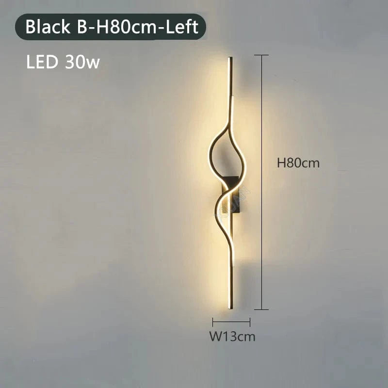 Applique murale ronde design. | Marco Lucetti Noir B 80cm Gauche / Lumière chaude