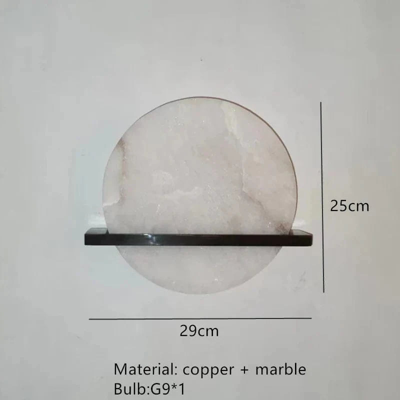 Applique murale ronde en marbre et cuivre naturel pour un intérieur élégant | Marco Lucetti B-Noir / 4000k