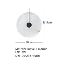 Applique murale ronde en marbre et cuivre naturel pour un intérieur élégant | Marco Lucetti C-20cm-Noir / Blanc froid (5 500-7 000 K).