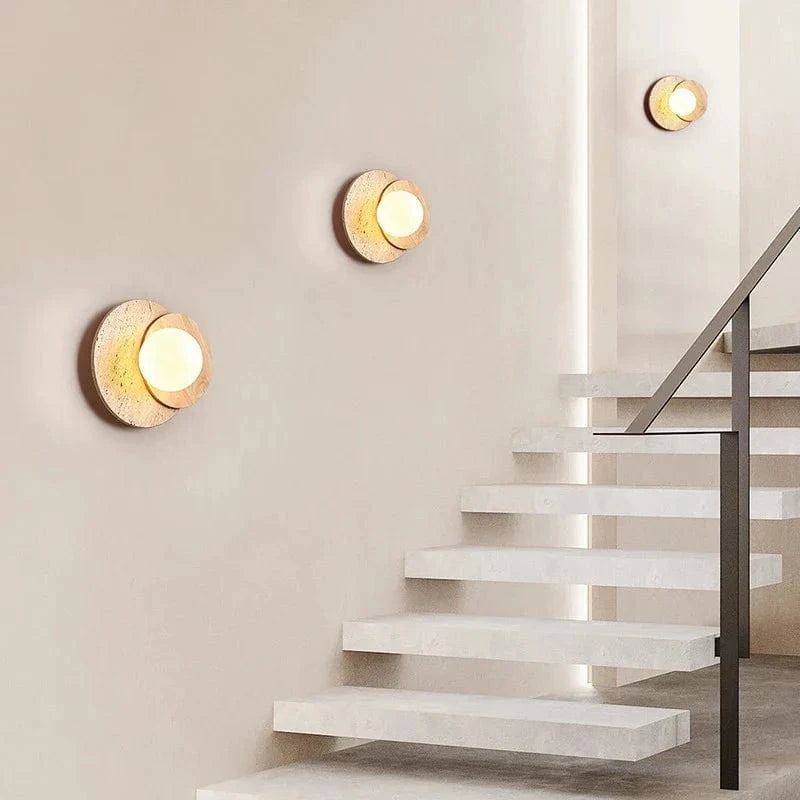 Applique murale ronde Led Crème Pierre Style | Marco Lucetti