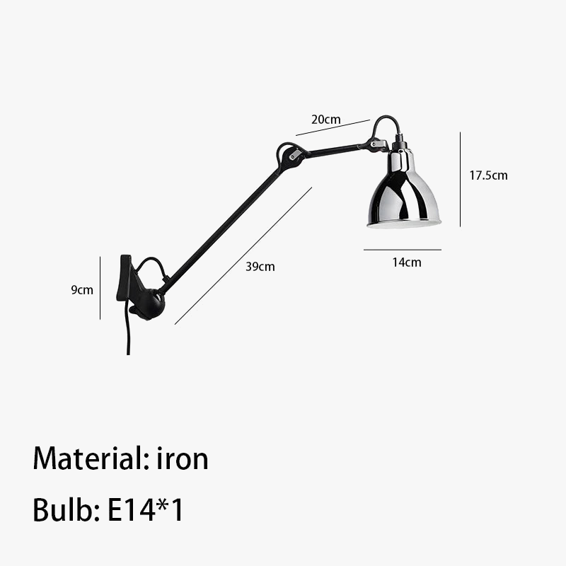 Applique Murale Rotative Métallique avec Prise