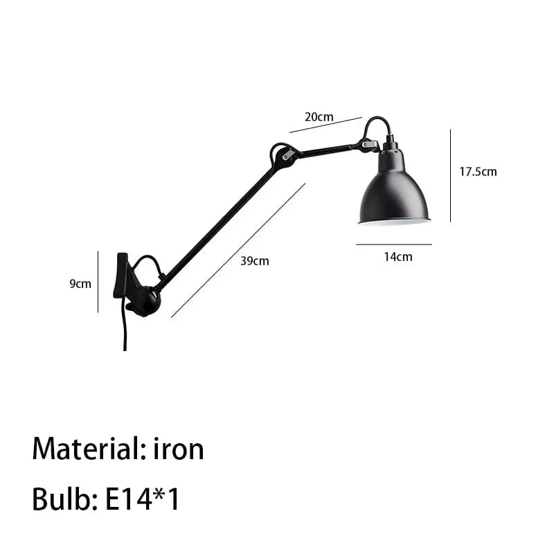 Applique Murale Rotative Métallique avec Prise | Marco Lucetti M-Black / With plug / White light