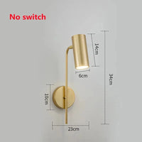 Applique murale rotative moderne pour salon avec LED intégrée et interrupteur - Lampe design pour chambre à coucher ou allée | Marco Lucetti Pas d&#39;or de commutation / Blanc froid (5 500-7 000 K).