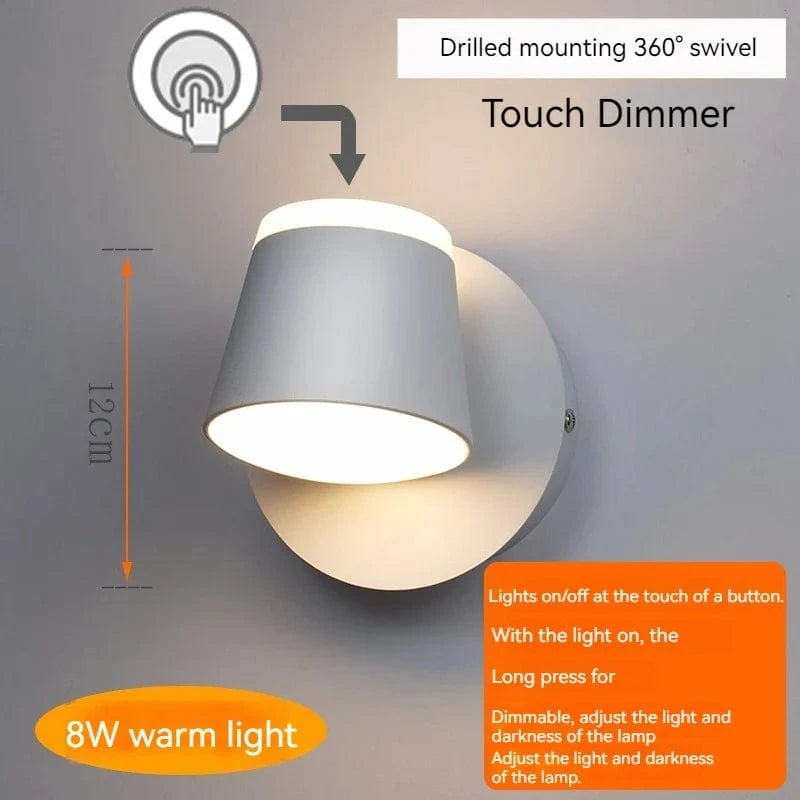 Applique Murale Rotative Nordique avec Interrupteur et Lampe de Lecture LED Réglable | Marco Lucetti Blanc-3000K-touch / C.A. 110 V