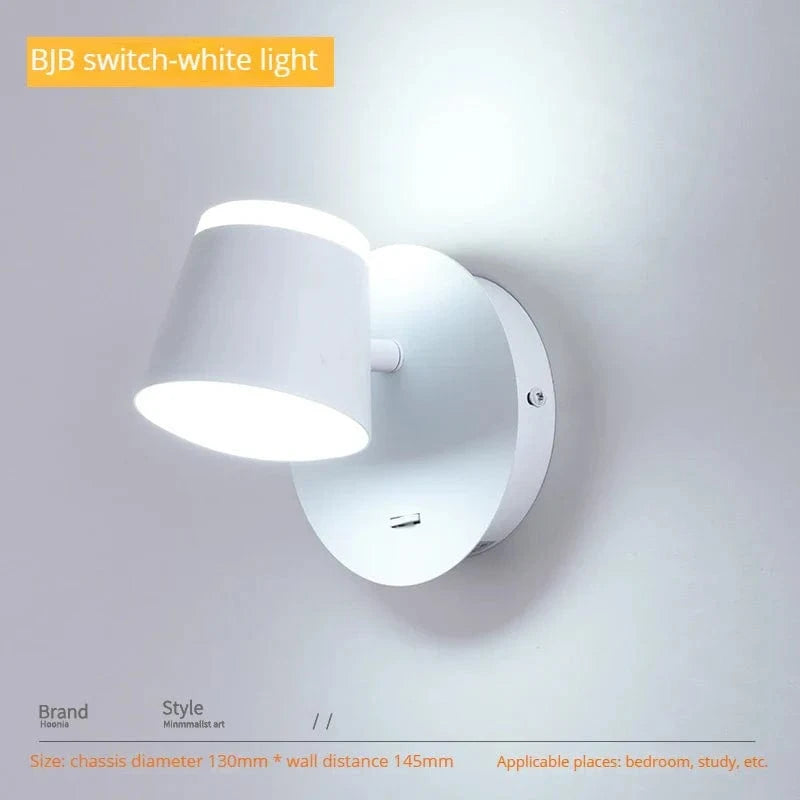 Applique Murale Rotative Nordique avec Interrupteur et Lampe de Lecture LED Réglable | Marco Lucetti Blanc-6500K-BJB / C.A. 110 V