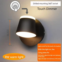 Applique Murale Rotative Nordique avec Interrupteur et Lampe de Lecture LED Réglable | Marco Lucetti Noir-3000K-touch / C.A. 110 V