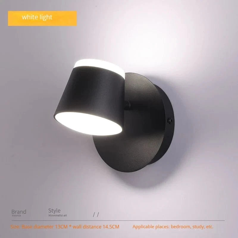 Applique Murale Rotative Nordique avec Interrupteur et Lampe de Lecture LED Réglable | Marco Lucetti Noir-6500K / C.A. 220 V