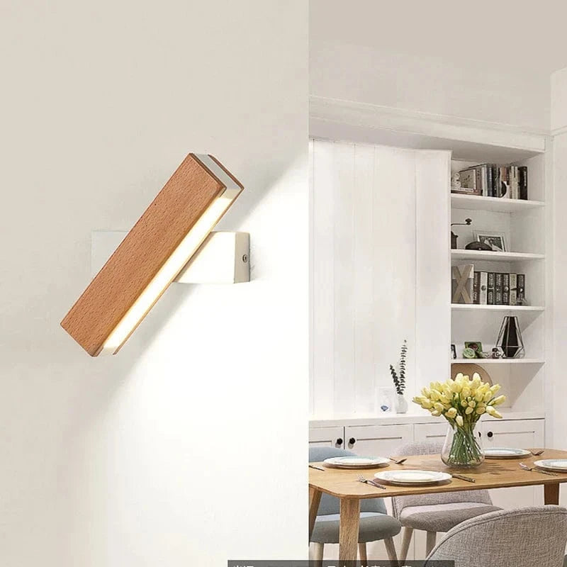 Applique murale rotative nordique en bois massif LED ajustable | Marco Lucetti