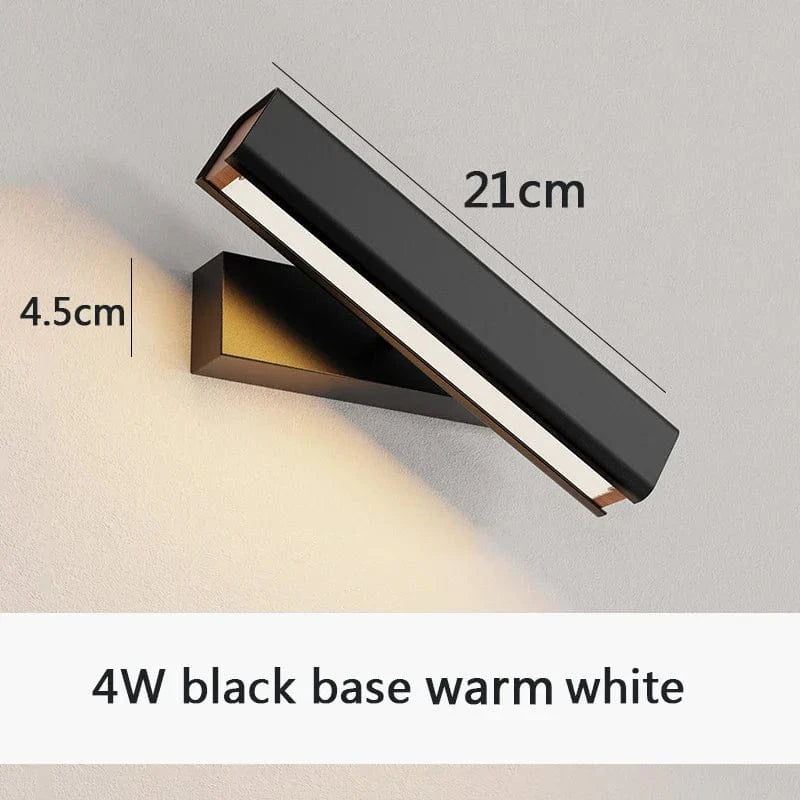 Applique murale rotative nordique en bois massif LED ajustable | Marco Lucetti Noir blanc chaud S