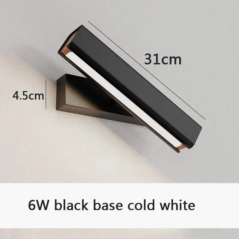 Applique murale rotative nordique en bois massif LED ajustable | Marco Lucetti Noir blanc froid L