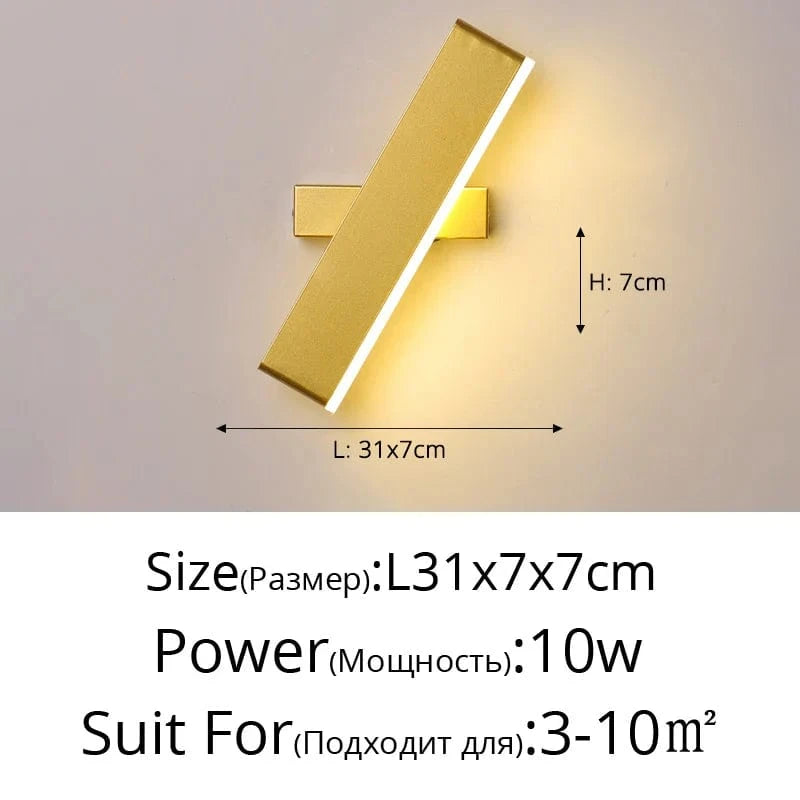 Applique Murale Rotative Spectre Complet Créative Transfrontalière - Éclairage Innovant | Marco Lucetti 1067 Or L31x7cm / Blanc froid (5 500-7 000 K).