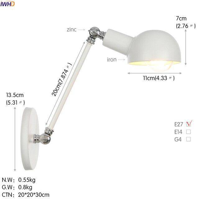 Applique murale rustique en métal - Bras ajustable | Marco Lucetti Blanc - A