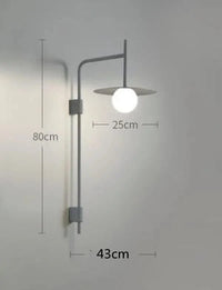 Applique murale Scandinave à bras mobile en verre pour salon, chambre d'hôtel et étude | Marco Lucetti D43xH80cm Gris / Blanc chaud