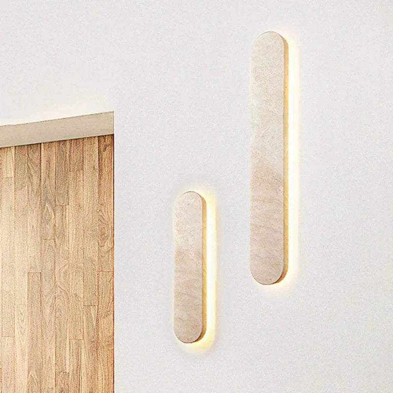 Applique Murale Scandinave pour Cour Extérieure - Pierre Naturelle Beige 40CM LED Étanche | Marco Lucetti