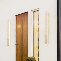 Applique Murale Scandinave pour Cour Extérieure - Pierre Naturelle Beige 40CM LED Étanche | Marco Lucetti