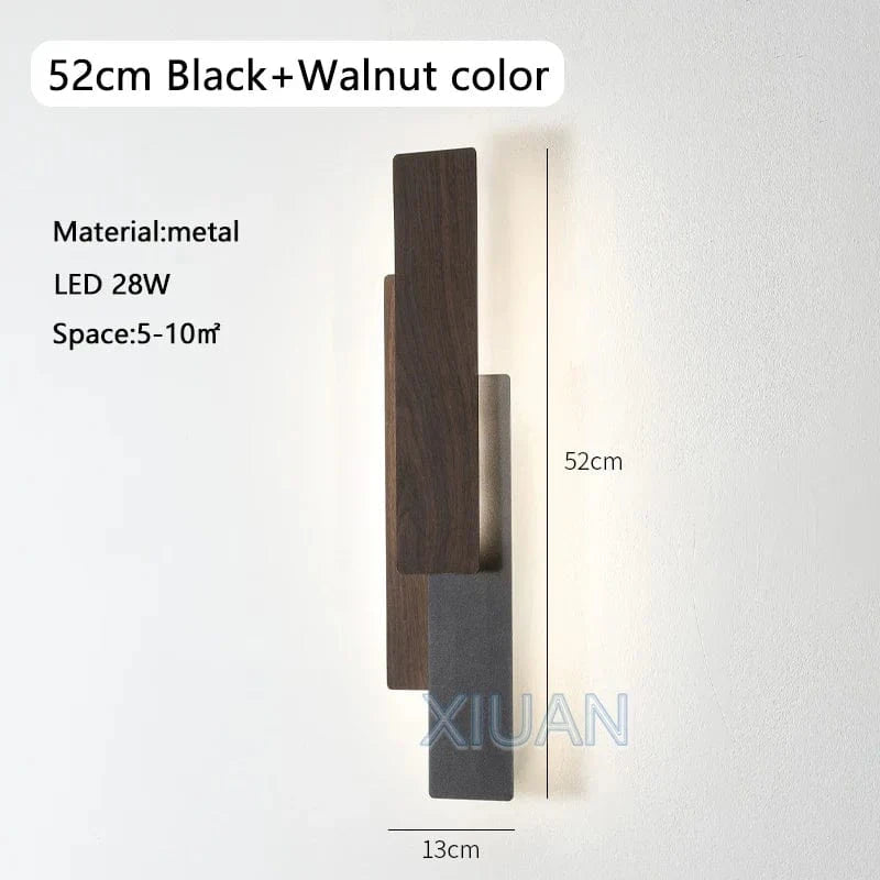 Applique murale Smart en bois de noyer | Marco Lucetti 52 cm Noir / 3 températures de couleur