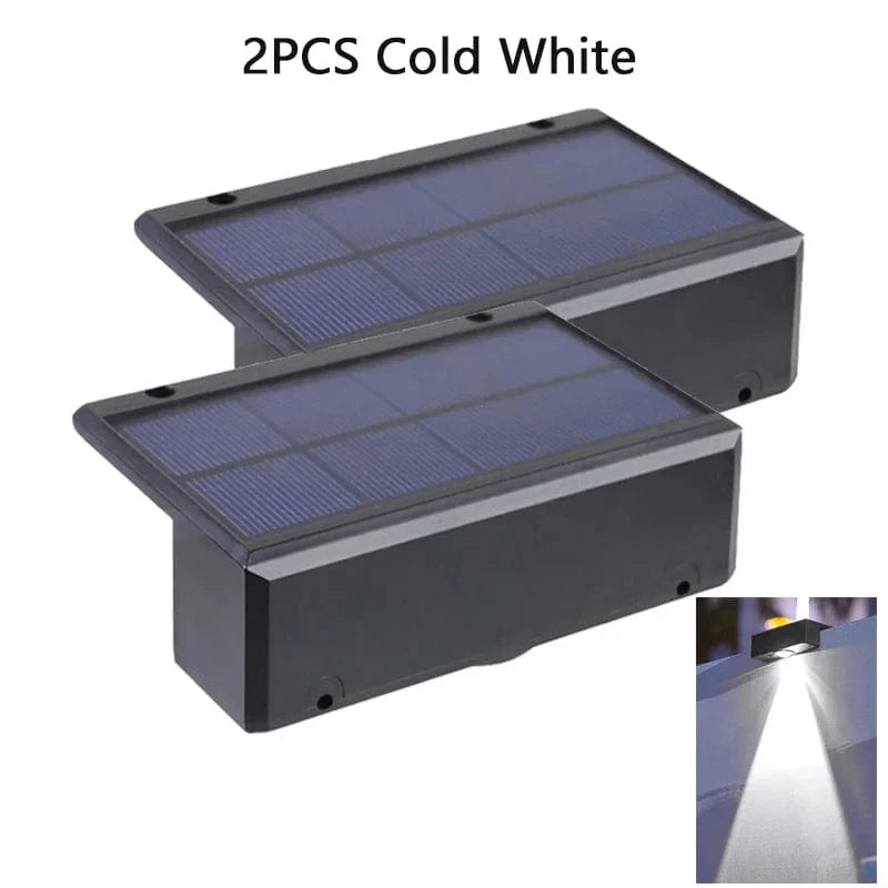 Applique murale solaire LED étanche pour extérieur : idéale pour jardin, balcon et patio | Marco Lucetti 2 pièces blanc froid