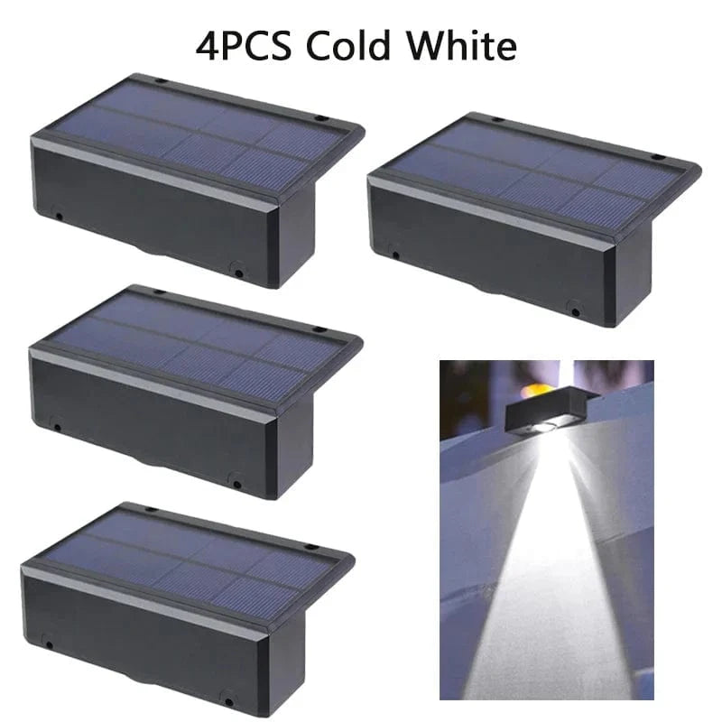 Applique murale solaire LED étanche pour extérieur : idéale pour jardin, balcon et patio | Marco Lucetti 4 pièces blanc froid