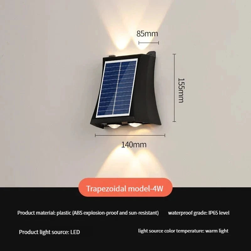 Applique murale solaire LED moderne et étanche pour extérieur – Idéale pour jardin, cour et rue | Marco Lucetti Blanc chaud 3 000 K. / 4W-trapézoïdal