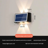 Applique murale solaire LED moderne et étanche pour extérieur – Idéale pour jardin, cour et rue | Marco Lucetti Blanc chaud 3 000 K. / Bord arrondi 4W