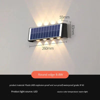 Applique murale solaire LED moderne et étanche pour extérieur – Idéale pour jardin, cour et rue | Marco Lucetti Blanc chaud 3 000 K. / Bord arrondi 8W